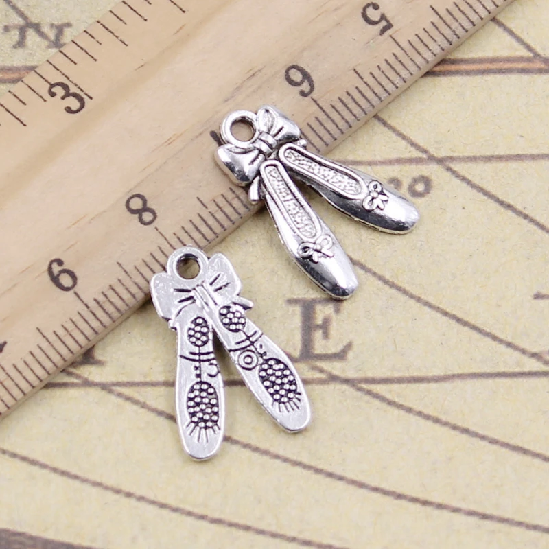 20pcs Charms Ballet Shoes Slippers 20x13mm Tibetan Bronze Silver Color Pendant Antique Jewelry Making DIY Handmade Craft Pendant