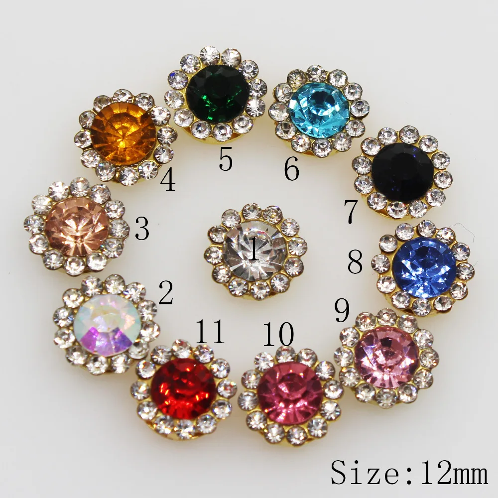 Mini 50pc Colorful Rhinestone Gold Button Metal Jewelry Accessory Wedding Party Decoration Children Clothing Hair Accessories