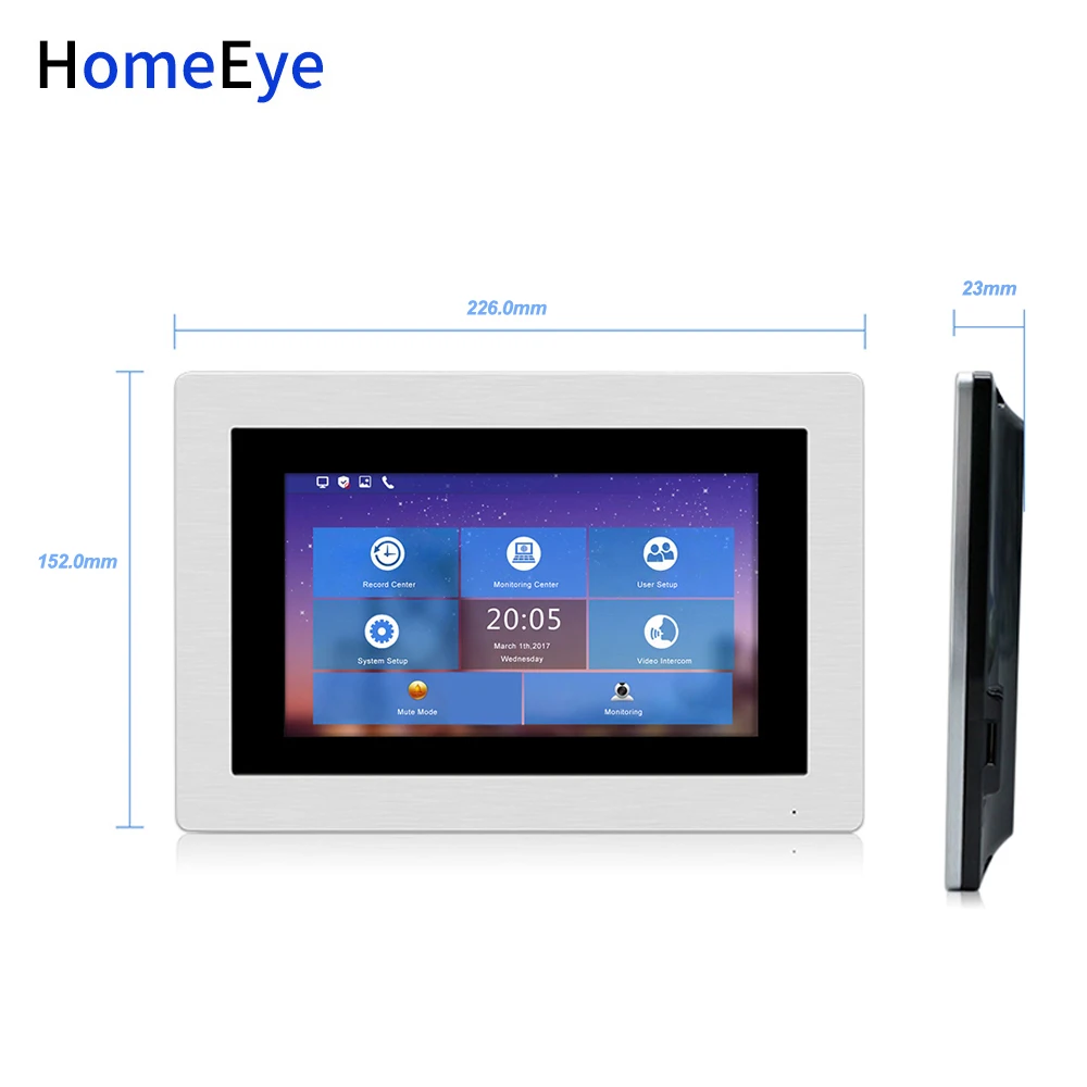 HomeEye 7'' 720P WiFi IP Video Door Phone Video Intercom Home Access Control System Android IOS Phone Remote Unlock Touch Screen