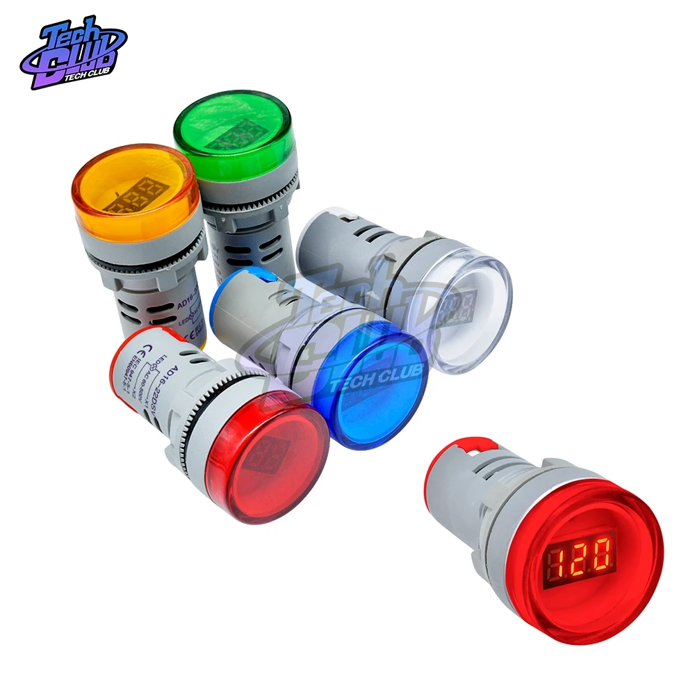 22มม.AD16 AC 60-500V โวลต์มิเตอร์มินิมิเตอร์วัดกระแสไฟ LED ดิจิตอลจอแสดงผลโวลต์มิเตอร์ AC ไฟแสดงสถานะ/หลอดไฟ