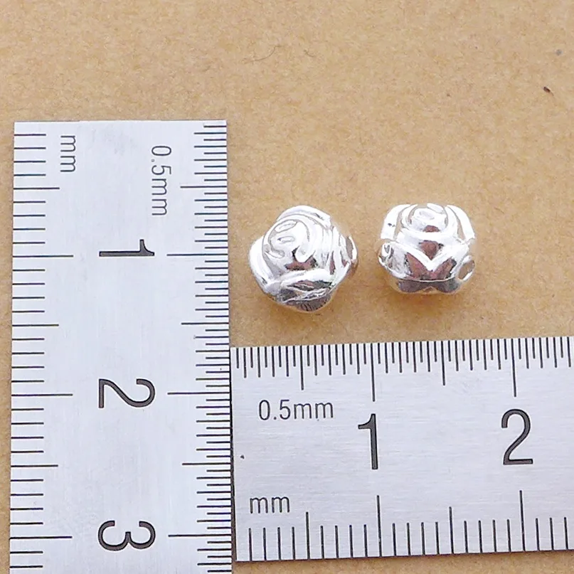 

flower shape silver alloy beads charm diy jewerly accessories findings bracelet free shipping 7.6*7.6*1.5MM 100pcs/lot