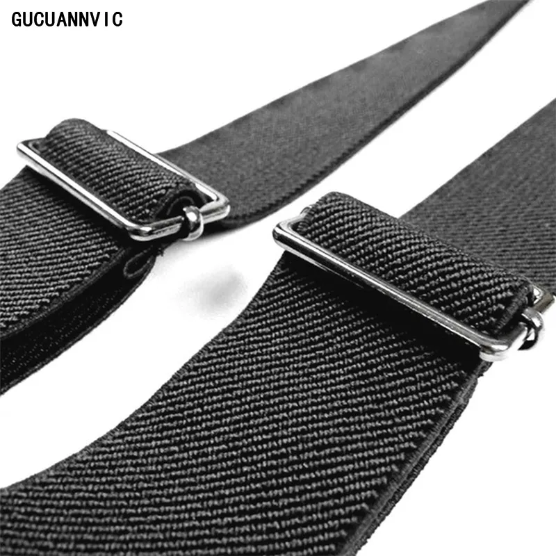 3*110cm Vintage Men's Suspenders Pants 6 Clips Y-Back Adjustable Black Leather Elasticity Strap  Suspenders Man Braces Man