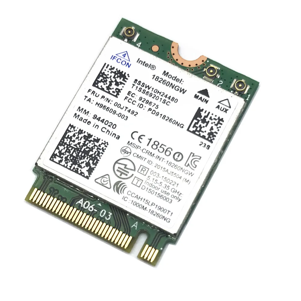 For Intel Wireless-AC 18260 18260NGW 802.11ad 802.11ac 867Mbps 2.4&5G Fit for Bluetooth 4.1 WiFi M.2 Key A network card