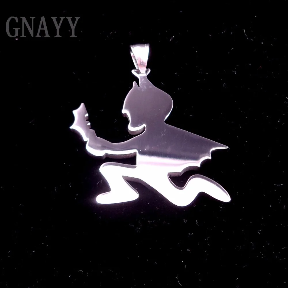 GNAYY Large 2 inch Hatchetman Charms ICP Hatchet bat Pendant Juggalo Stainless Steel Pendant Necklace ball chain 30''