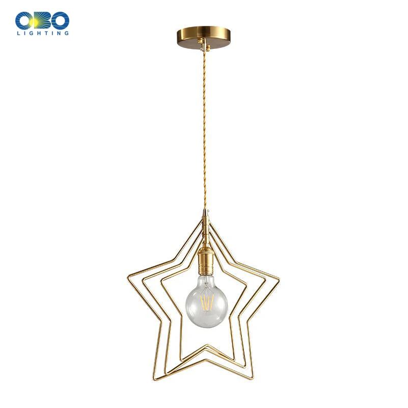 Nordic Star Pendant Lamp Living Room Bedroom Gold Metal Minimalist Chandelier 6W LED Bulb 110V 220V Creative Indoor Lighting