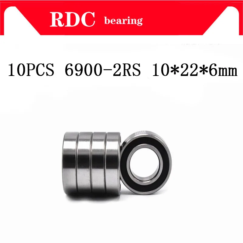 

10PCS ABEC-5 6900-2RS High quality 6900RS 6900 2RS 6900 RS 10x22x6 mm Thin Wall double Rubber seal Deep Groove Ball Bearing