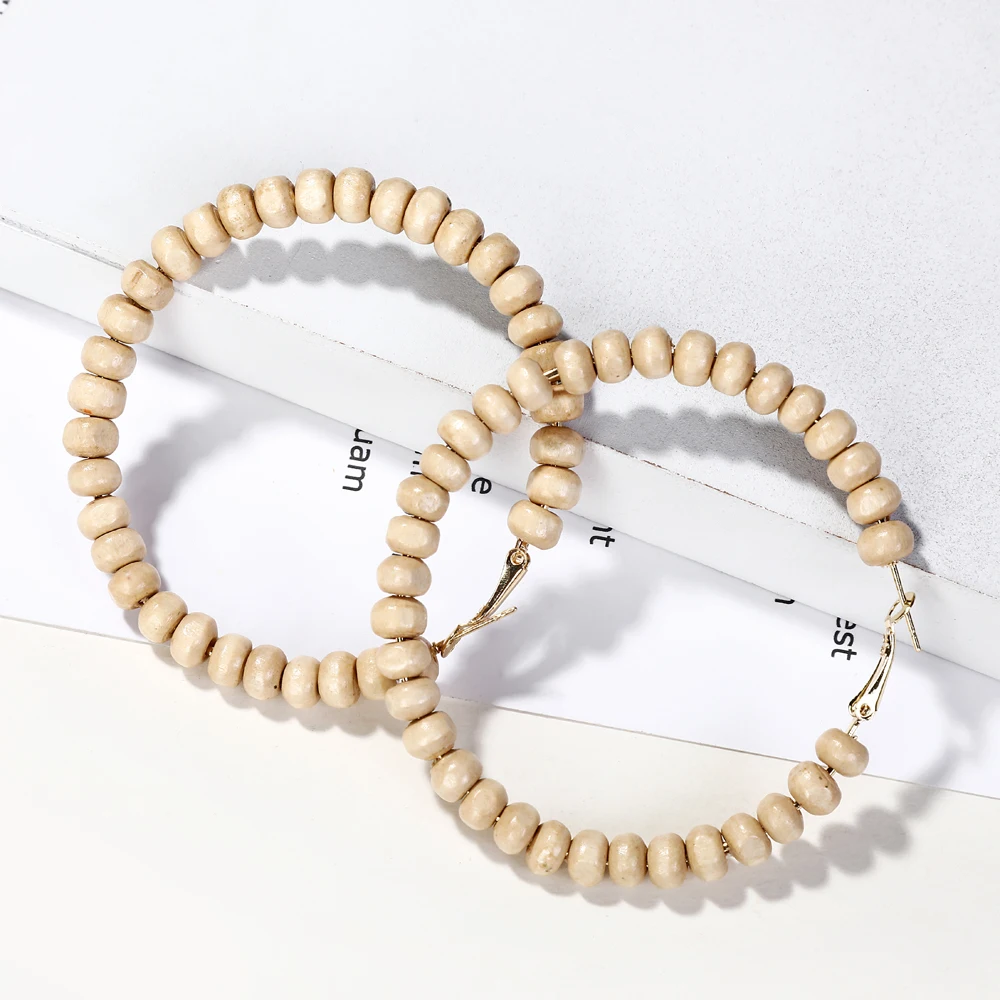 YAOLOGE High Quality Handmade Ethnic Oversize Geometric Long Drop Earrings For Women Bamboo Wooden Dangle Earrings Jewelry Gift