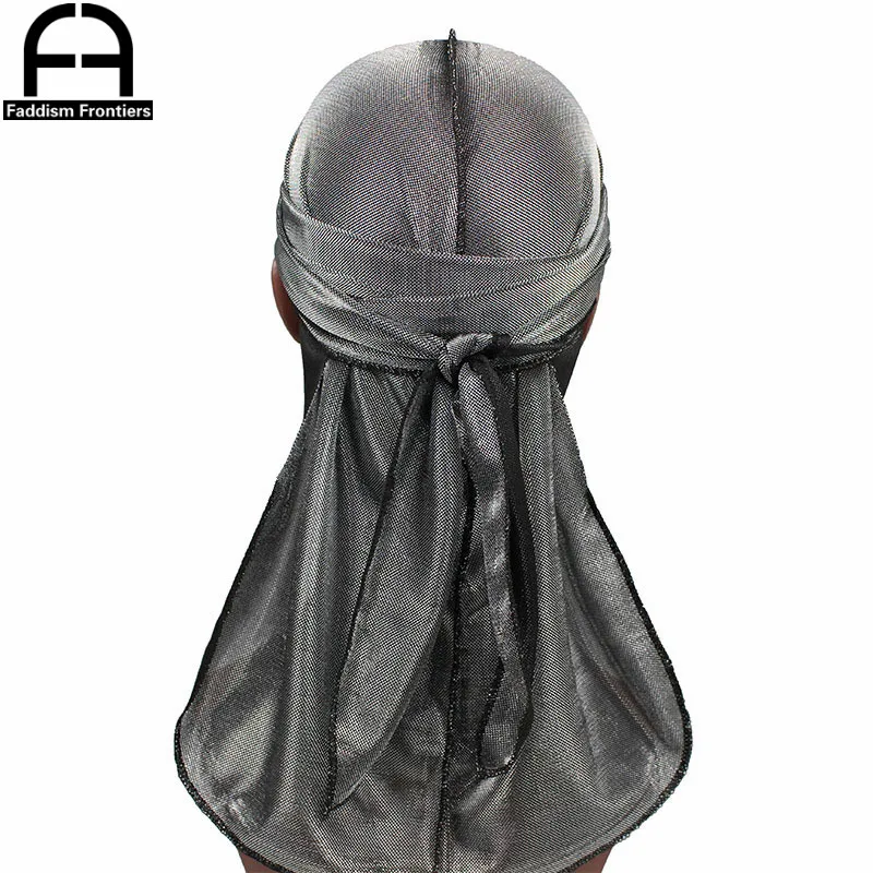 New Men\'s Shiny Mesh Durags Turban Hat Bandanas Breathable Men Durag Doo Rag Headwear Headband Hair Accessories Waves Caps