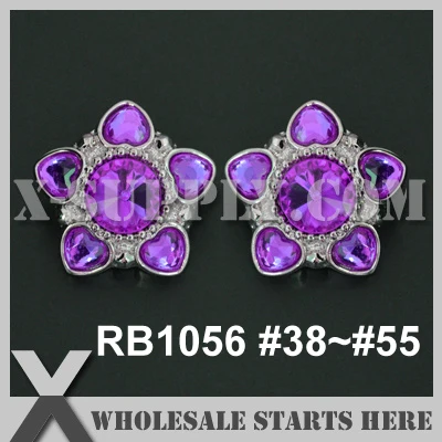 (Color: RB1056 #38~#55) Flower Shape Acrylic Rhinestone Button