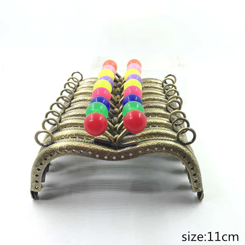 

11cm vintage knurling purse frame M shape women DIY coin bag making metal clasp candy colorful ball kiss buckle 10pcs/lot