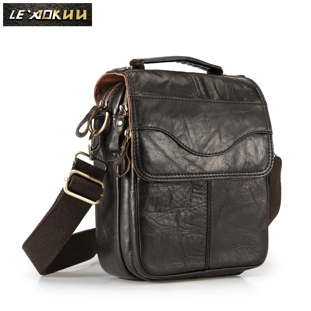 Original Leather Male Fashion Casual Tote Messenger bag Design Satchel Crossbody One Shoulder bag Tablet Pouch For Men 144