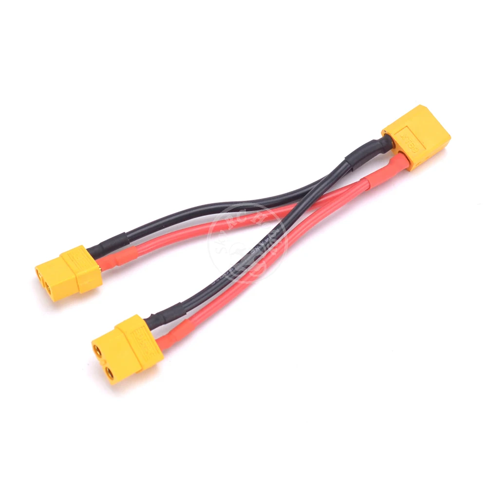 XT60 Male to Dual Female Parallel Connector Y Splitter Cable Wire 14AWG 1 Male to 2 Female for RC Lipo Battery