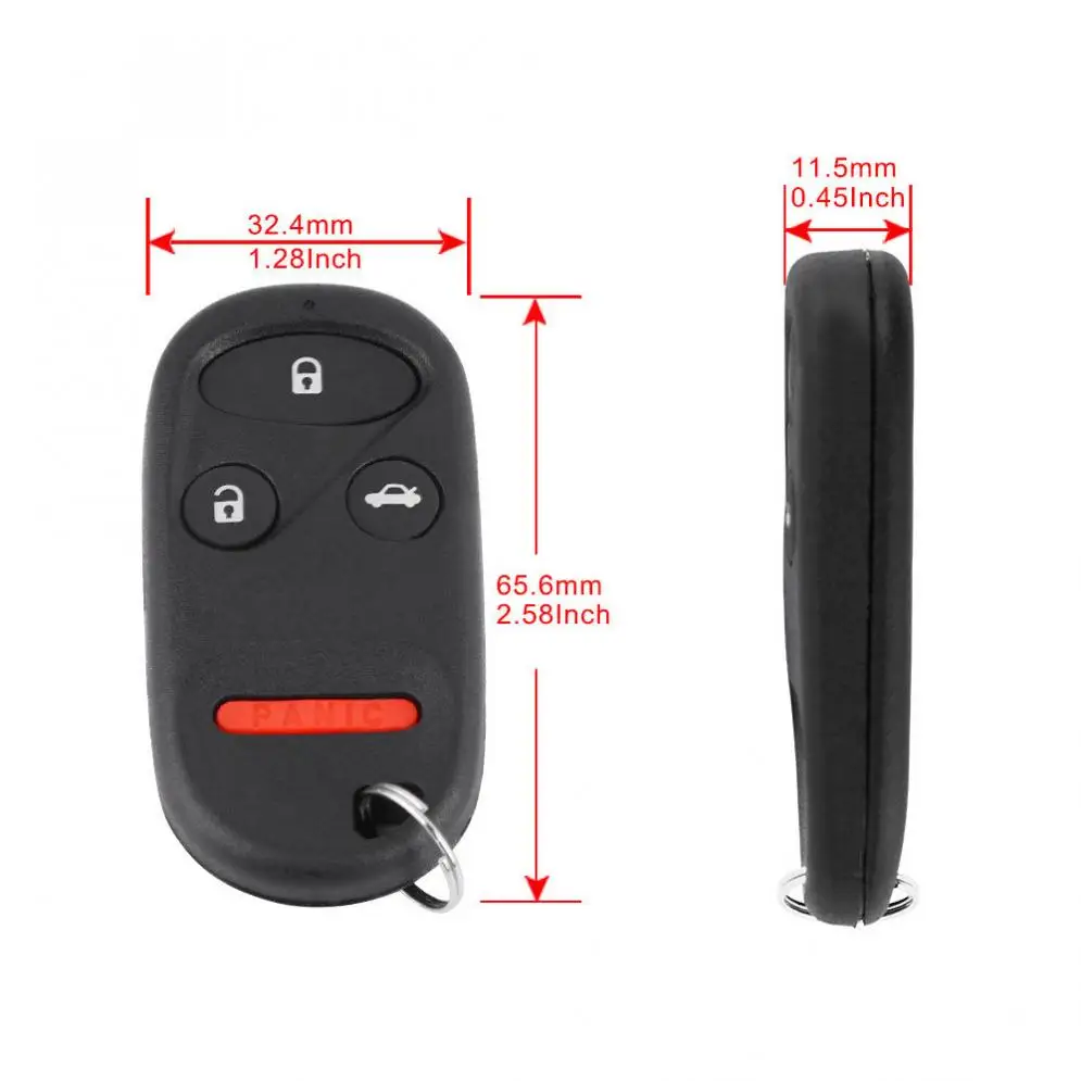 315MHz 3 Buttons Keyless Black Car Remote Key Fob With KOBUTAH2T and Battery  for 1998 1999 2000 2001 2002 Honda Accord