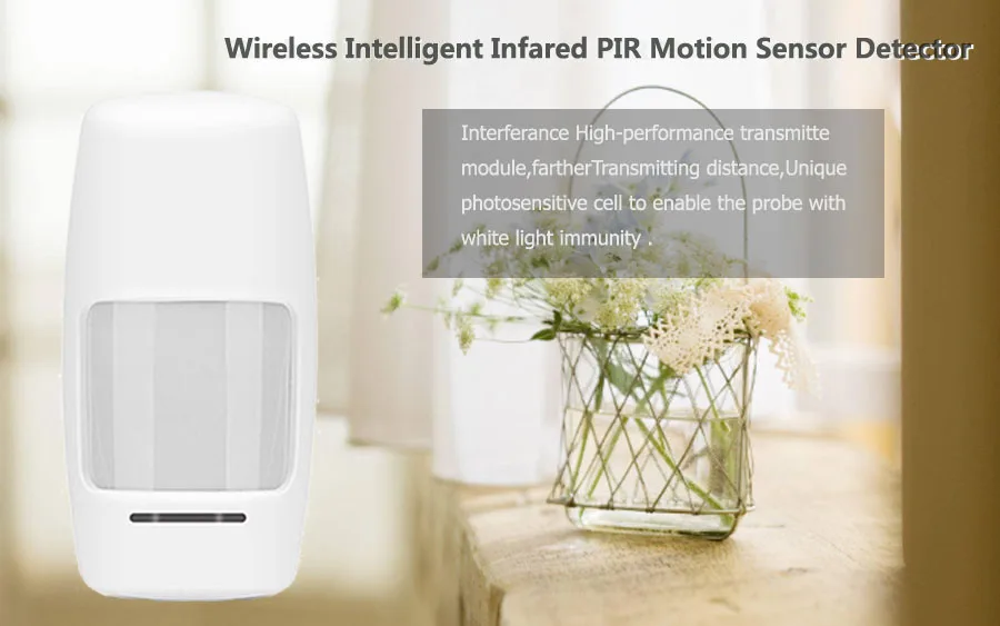 Sgooway Wireless Intelligent PIR Motion Sensor Alarm Detector For GSM PSTN WIFI alarm system Built-in antenna USE AA battery