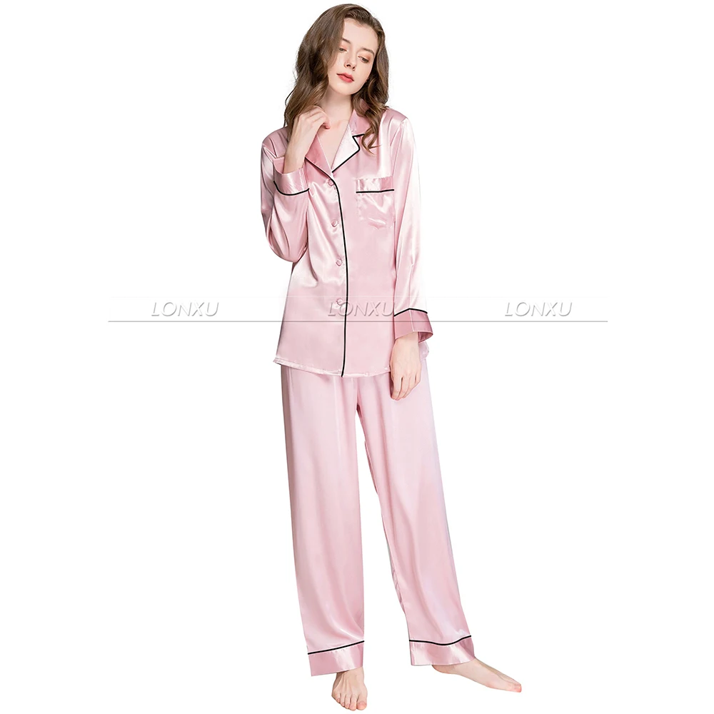 Womens Silk Satin Pajamas Set Pajama Pyjamas Set Sleepwear Loungewear XS S M L XL 2XL 3XL