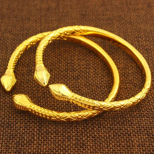 Adixyn 2pcs/lot Free Size Gold Nail Bracelet For Women Men Gold Color Bangle jewelry Ethiopian/USA/African Items