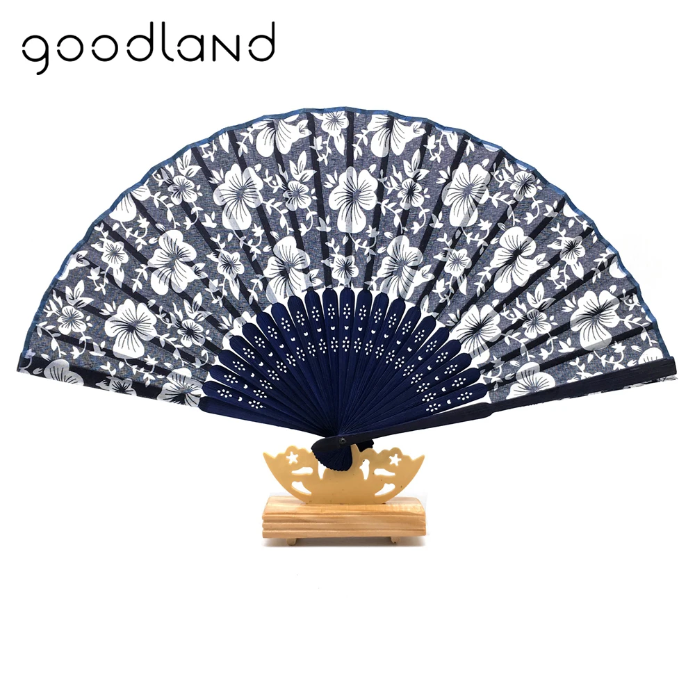 Free Shipping 1pcs Chinese Color/Floral Pattern Randomly Orchid Cloth Bamboo Pocket Fan Home Decoration Craft Supplies