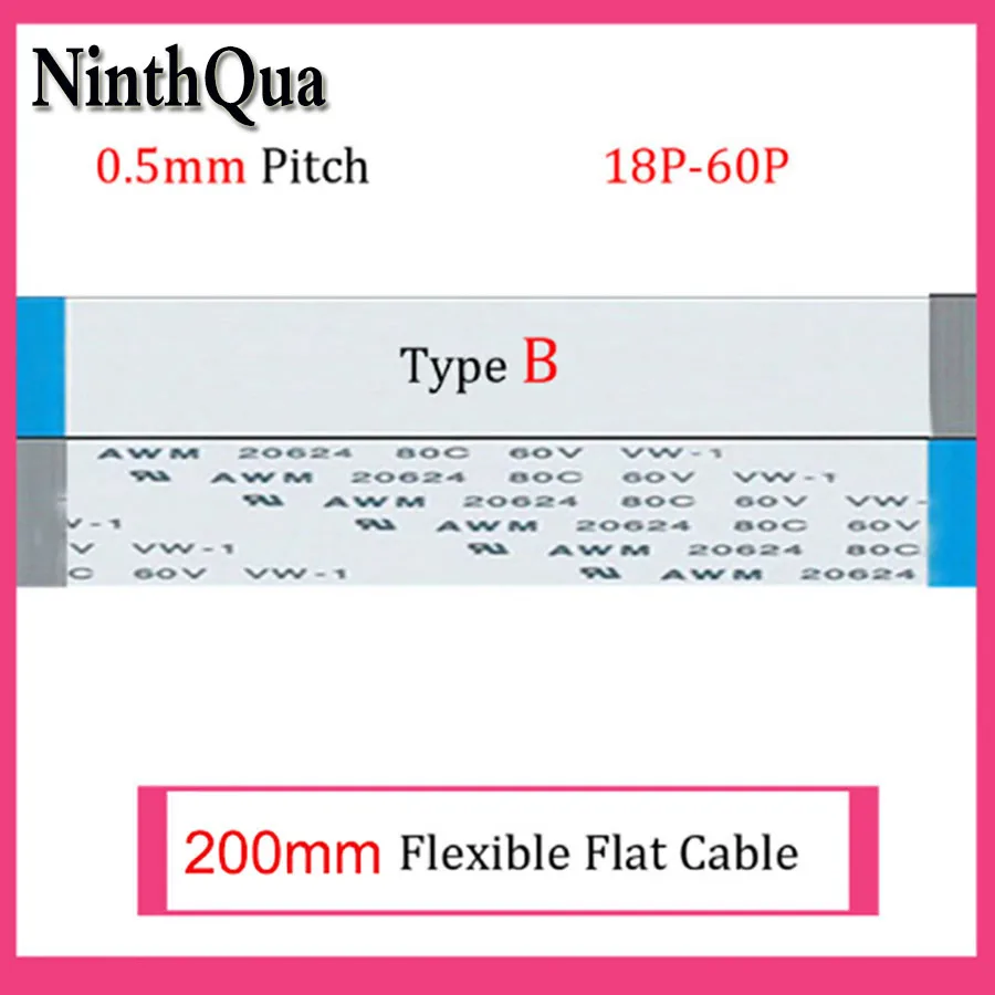 100pcs 200mm Length 0.5mm Pitch Type B Anisotropy FFC FPC Flexible Flat Cable 4P 6P 8P 12P 16P 18P 22P 24P 30P 32P 40P 36P 60P