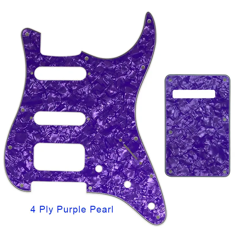 Pleroo Custom Guitar Parts - For 72\'11 Screw Hole Standard St Deluxe Humbucker Hss Guitar Pickguard & Back Plate Scratch Plate