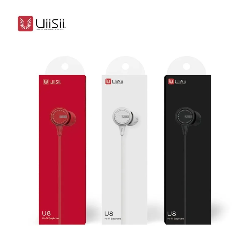 UIISII U8 High Quality In-ear Mobile Phone Earphone With Mic noise reduction and sound insulation game earplug microphone HIFI