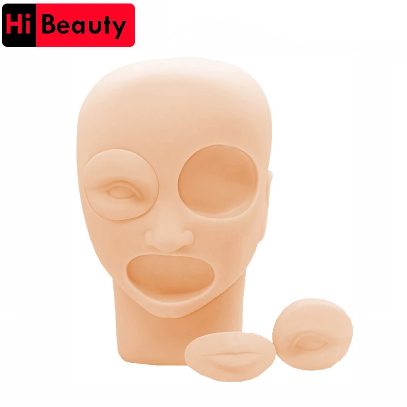 3D Silicone Permanent Makeup Tattoo Training Practice Detachable Human Head Model Template For Microblading Tattoo Beginner