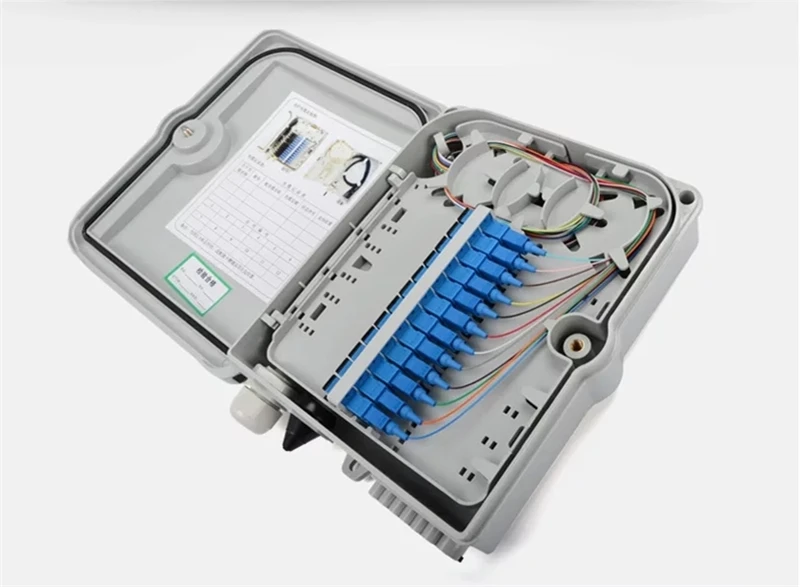 FTTH distribution box 12 core fully installed with SC fiber optic adapter&pigtails 255*220*70mm junction box IP55 indoor outdoor