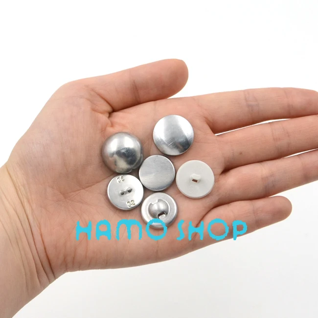 100Sets/lot Free Shipping #32 Aluminum Round Fabric Covered Cloth Button Cover Metal Bread Shape Wire Back For Handmade DIY