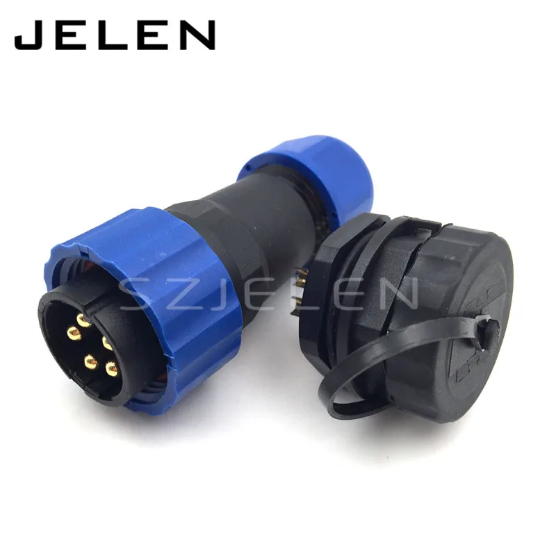 SD20 LED Waterproof Plastic Protected IP68 Connector 5 Pins plug and socket, Rated current 25A,  power Wire connectors 5 pin