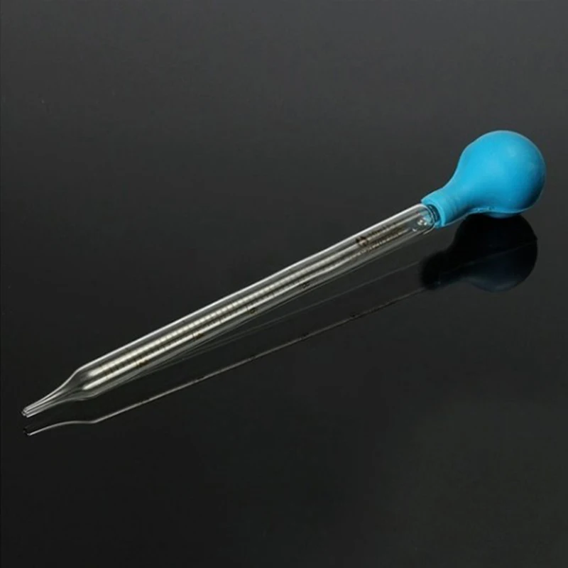 1Pc 10ml Rubber Head Glass Dropper Glass Pipette Lab Dropper Pipet With Scale Line Blue&Transparent