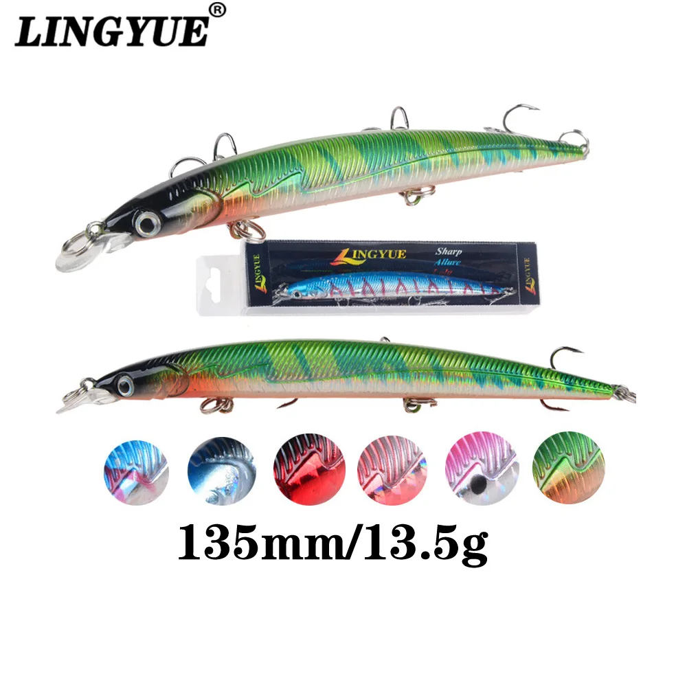 2018 New Arrivals 3 Hooks Floating Minnow Crankbaits 135mm/13.5g Artificial Bait Rattle Type Fishing Lures with Retail Box