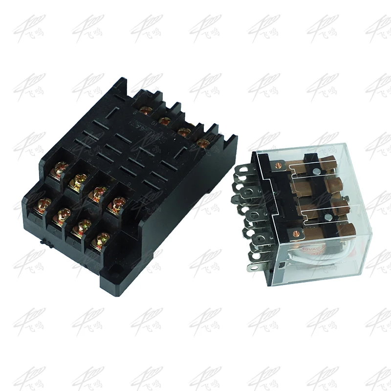 LY4NJ HH64P AC 110V 220V DC 12V DC 24V 14PIN 10A silver contact Power Relay Coil 4PDT with socket Base LY3NJ HH62P LY2NJ