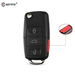 KEYYOU – coque de clé télécommande à 4 boutons, 3 + 1 panique, pour VOLKSWAGEN/VW Touareg