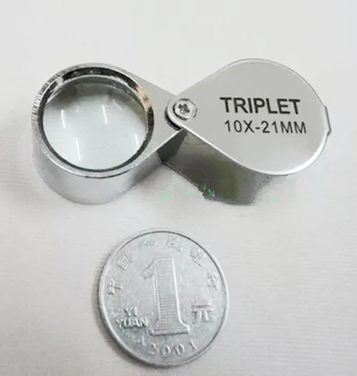 30x21mm Jewelry Appraisal 10X Magnifier Metal Folding Portable Magnifying Glass Lens