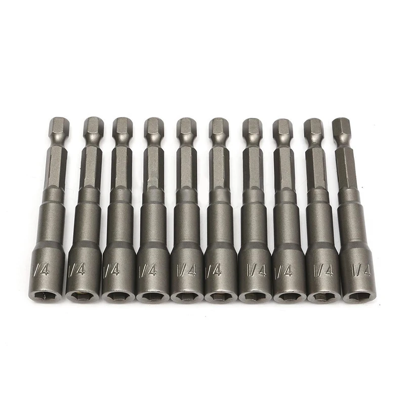 10Pcs/Banyak 1/4 ''Hex Magnetik Mur Driver Set Socket Power Bor Bit Pemegang Setter 65Mm
