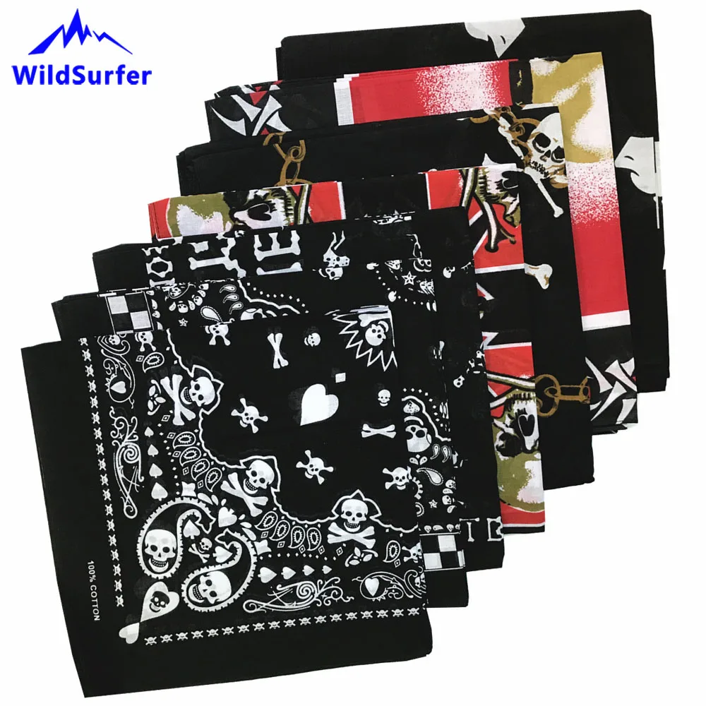 Hip-hop Headscarf Skull Hiking Scarves 100% Cotton Bandana Running Neck Scarf Cycling Balaclava Durag Hip Hop Headwear Babushka