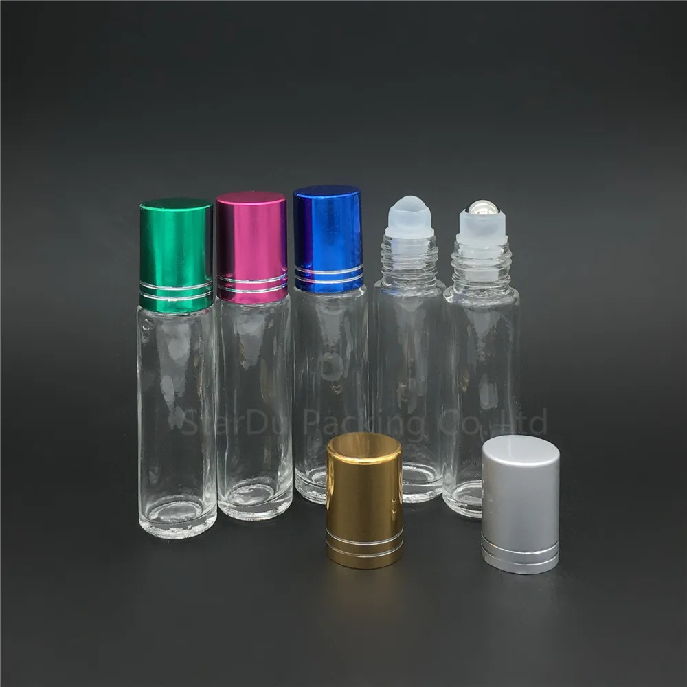 

500pcs/lot 10ml Roll on perfume bottle, 10cc clear essential oil rollon bottle, small glass roller container