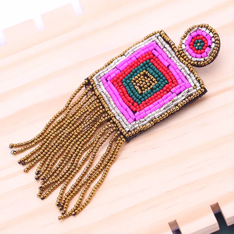 Statement Earring Tassel Earrings For Women Design Handmade Fringed Bohemian Jewelry Gifts Wedding Glass Bead Drop Earring Party