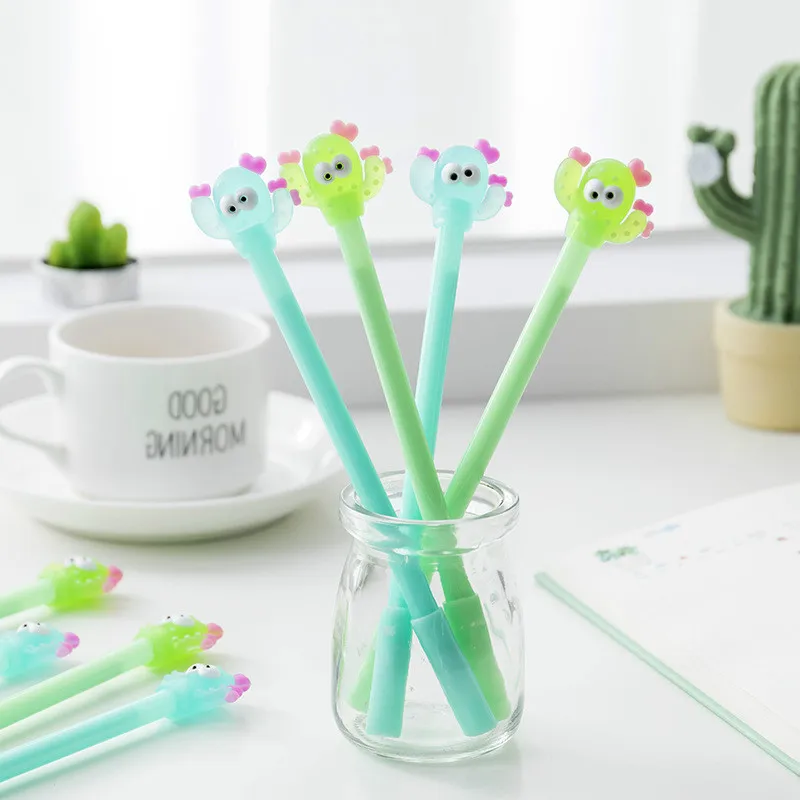 

24PCs Korea Stationery Creative Cartoon Cactus Shape Gel Pen Office Learning Pens for School Wholesale