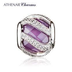 ATHENAIE 925 Sterling Silver Nature's Radiance Purple Charm Beads Fit Original European Bracelet Bangle Authentic DIY Jewelry