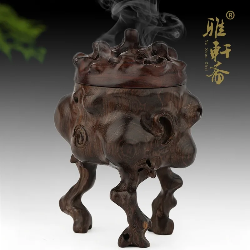 With the form of creative rosewood  incense  burners solid wood plate seat Ebony Tower incense  box