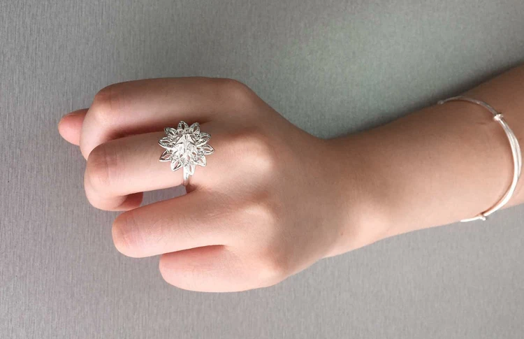 Birthday Gift Fashion Stacking Ring For Women S925 Sterling Silver Beautiful Flower Wedding Band Party Fine Jewelry image 6