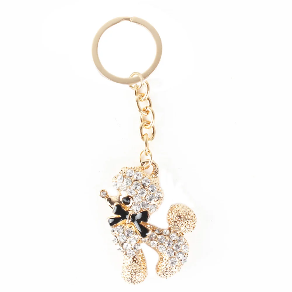 Poodle Dog Butterfly Cute Crystal Charm Purse Handbag Car Key Keyring Keychain Party Wedding Birthday Gift