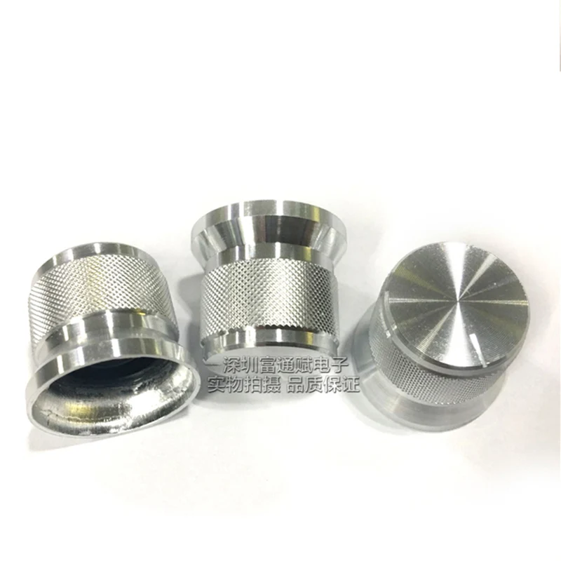 5pcs Aluminum alloy knob 20mmx17mm silver bright edge Hat type mesh pattern D type semi-axis hole inner hole 6mm