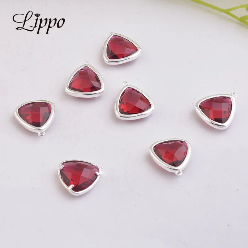 

10pcs Framed Red Glass Charm Pendants Faceted Beads Charms findings for DIY