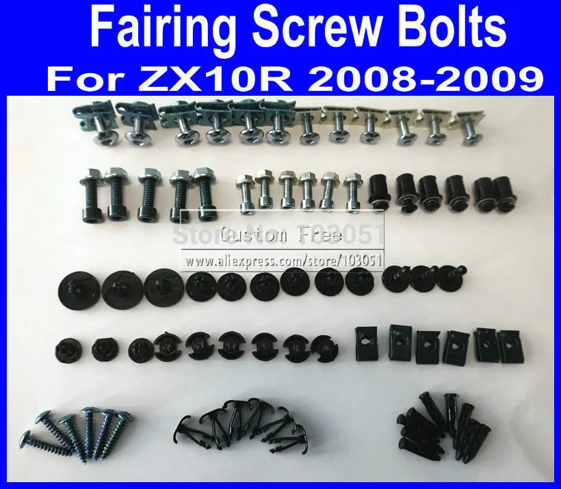 Perfect Motorcycle Fairing common screw bolts kit for KAWASAKI 2008 2009 ZX10R 08 09 ZX 10R aftermarket fairings bolt screws