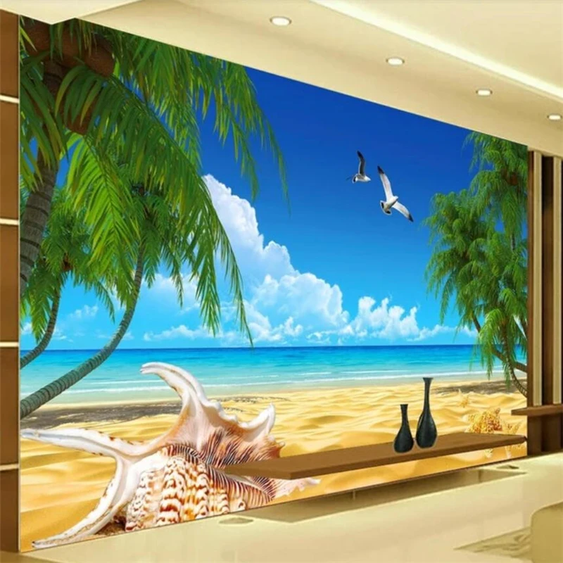 

Пользовательские фотообои, 3d стерео зрение, Пальмовая комната, декоративная живопись, обои для телевизора, фон, настенная 3d Роспись