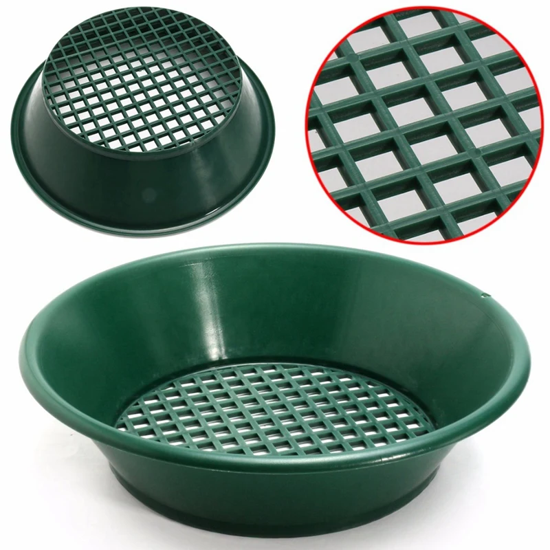 TOP 1Pc Green Gold Pan Sifting Classifier Mesh Screen Mining Sifter Metal Detecting Tool 34x34x10Cm Panning Classifier