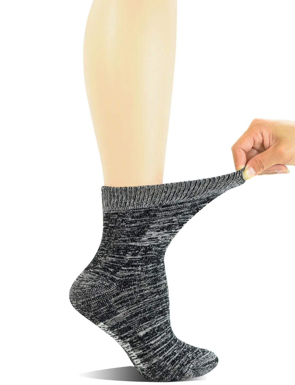 Women's 3 Pairs Bamboo Non-Binding Quarter Thick Warm Winter Socks with Seamless Toe and Full Cushion