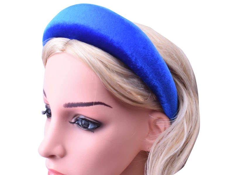 4cm Trendy Mode Samt Stirnband Frauen Breite Krone Fascinator Retro Hairband Mädchen Padded Haar Bands Haar Zubehör Werkzeuge – Detail 8