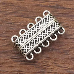 Onebeading 5pcs Antique Silver Magnetic Lobster Clasp Necklace Hook For Bracelet 25x15mm Hole:approx 2mm 5 loops K04180